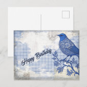 Carte Postale Collage d'anniversaire Blue Bird (Devant / Derrière)