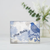 Carte Postale Collage d'anniversaire d'oiseau bleu (Debout devant)