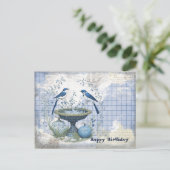 Carte Postale Collage d'anniversaire d'oiseaux bleus (Debout devant)