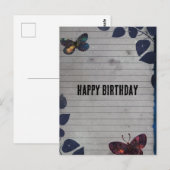 Carte Postale Collage d'anniversaire sur papier ligné papillon (Devant / Derrière)