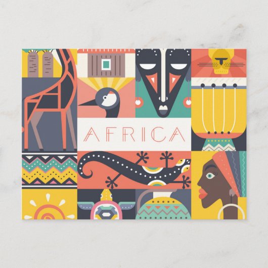 Carte Postale Collage d'art symbolique africain (Devant)