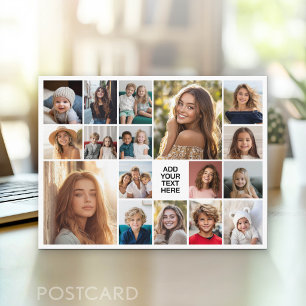 Carte Postale Collage de 17 photos personnalisé - Blanc
