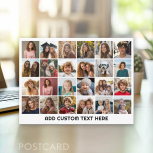 Carte Postale Collage de 24 photos avec texte personnalisé