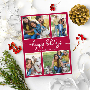 Carte Postale Collage de 4 photos Joyeux Noël Moderne