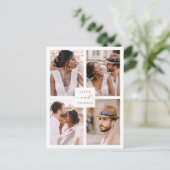 Carte Postale Collage de 4 photos modernes or Mariage Merci (Debout devant)