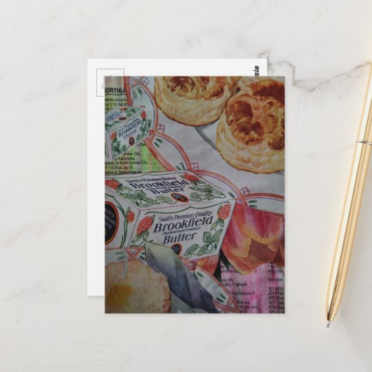 Carte Postale Collage de biscuits et de beurre  (Devant/Arrière en situation)