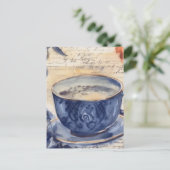 Carte Postale Collage de café bleu (Debout devant)