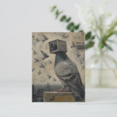Carte Postale Collage de caméra d'oiseau pigeon (Debout devant)