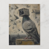 Carte Postale Collage de caméra d'oiseau pigeon (Devant)