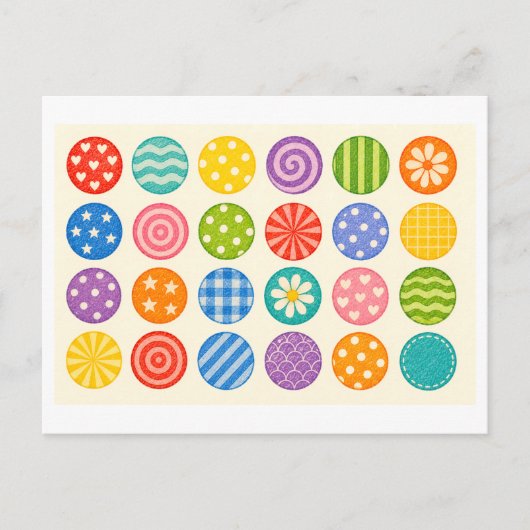 Carte Postale Collage de cercles colorés (Devant)
