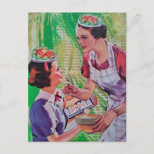 Carte Postale Collage de chapeaux de salade drôles (Devant)