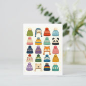 Carte Postale Collage de chapeaux d'hiver mignons (Debout devant)