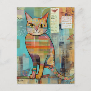 Carte Postale Collage de chats colorés