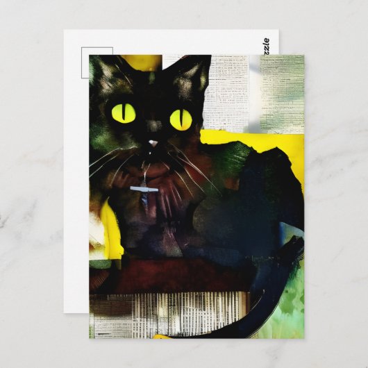 Carte postale Collage de chats noirs (Devant / Derrière)