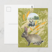 Carte Postale Collage de chaux personnalisé Aquarelle Rabbit (Devant / Derrière)