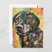 Carte postale Collage de chien coloré unique (Devant / Derrière)