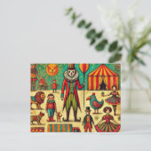Carte Postale Collage de clown de cirque vintage (Debout devant)