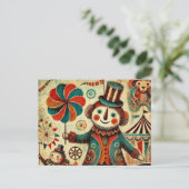 Carte Postale Collage de clown en cirque vintage (Debout devant)