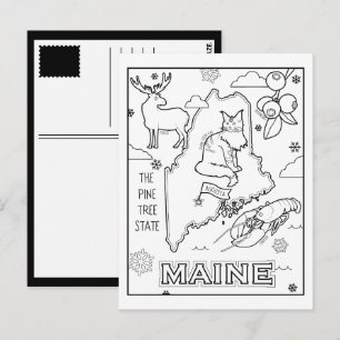 Carte Postale collage de couleur du maine