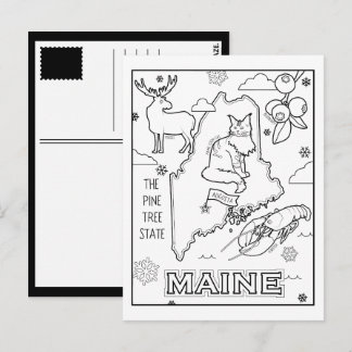 Carte Postale collage de couleur du maine