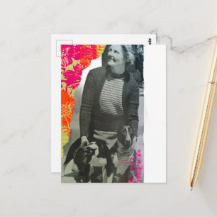 Carte Postale Collage de Dame avec Deux Chiens