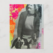 Carte Postale Collage de Dame avec Deux Chiens (Devant)