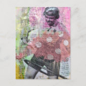 Carte Postale Collage de danse de hoola rétro en techniques mixt (Devant)