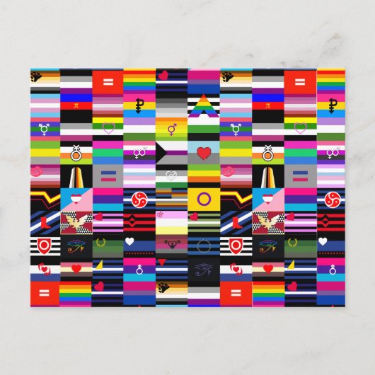 Carte Postale Collage de drapeaux de la fierté (Devant)
