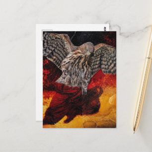 Carte Postale Collage de fantaisie d'un faucon dansant dans une 