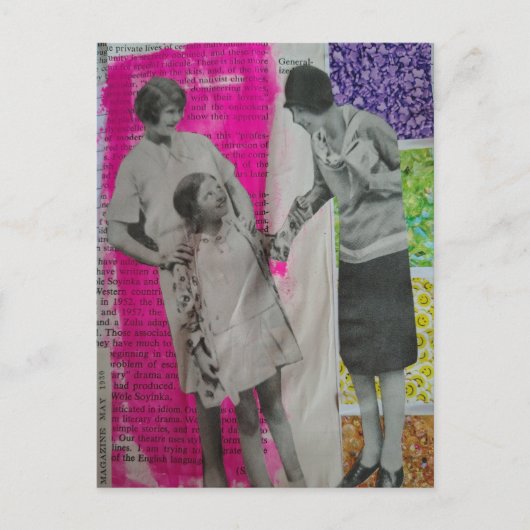 Carte postale collage de femmes et d'une fille vin (Devant)