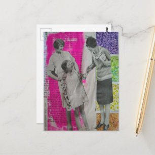 Carte Postale Collage de femmes et d'une fille vintage