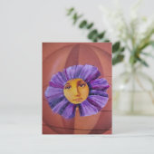 Carte Postale Collage de fleur avec un visage (Debout devant)