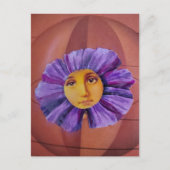 Carte Postale Collage de fleur avec un visage (Devant)