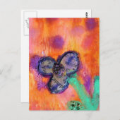 Carte Postale Collage de fleurs en techniques mixtes mignon (Devant / Derrière)