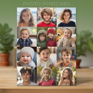 Carte Postale Collage de grille de 12 photos - Photos uniquement