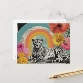 Carte Postale Collage de guépard noir et blanc