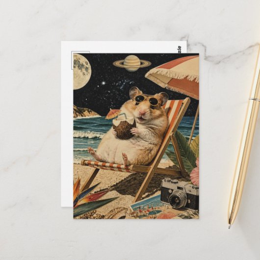 Carte Postale Collage de hamster en vacances (Devant/Arrière en situation)
