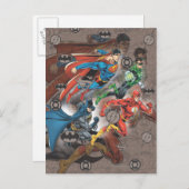 Carte Postale Collage de la Ligue de Justice (Devant / Derrière)