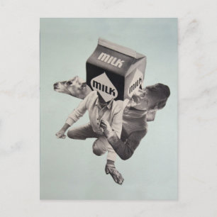 Carte postale collage de lait