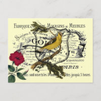 Collage de l'Ephémère vintage aux oiseaux jaunes
