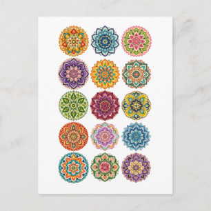 Carte Postale Collage de mandala coloré