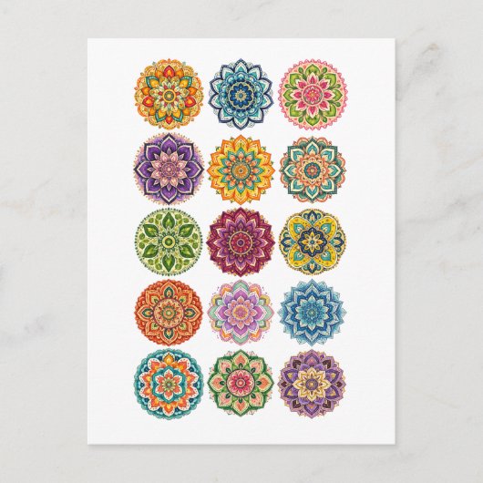 Carte Postale Collage de mandala coloré (Devant)