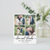 Carte Postale Collage de mariage en calligraphie 4 Photo Merci (Debout devant)