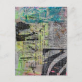 Carte Postale Collage de média mixtes abstrait de menuiserie rét (Devant)