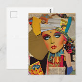 Carte Postale Collage de médias mixtes colorés (Devant / Derrière)