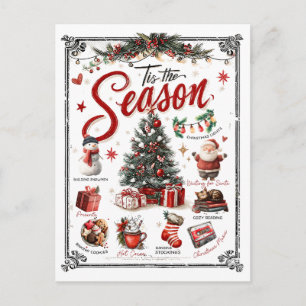 Carte Postale Collage de mots de Noël