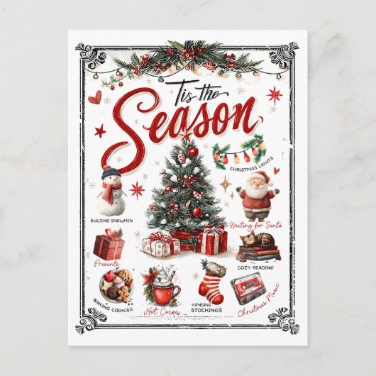Carte Postale Collage de mots de Noël (Devant)