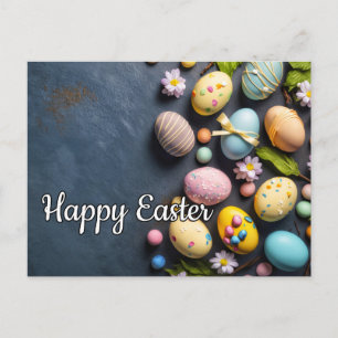 Carte Postale Collage de Pâques coloré et élégant