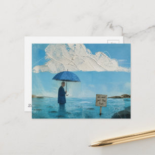 Carte Postale Collage de peinture mixte Ne caressez pas les pois