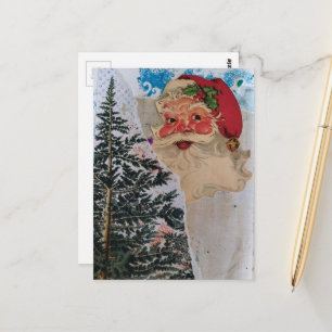 Carte Postale Collage de Père Noël Rétro